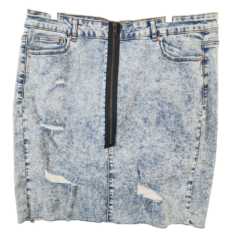 Love & Legend Premium Denim Mini Skirt Size 18 Acid Wash Distressed